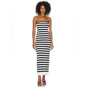 By Together Black and White Striped Knit Strapless Maxi Dress Size M🖤🤍